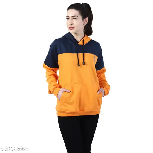 Indian cotton blend, Chanda Khuba women's full sleeve hoodie with kangaroo pocket - urban styling, premium soft fleece