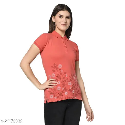 Pique Lycra regular fit polo t-shirt, cotton blend, short sleeves, women's size S-XXL. Made in India