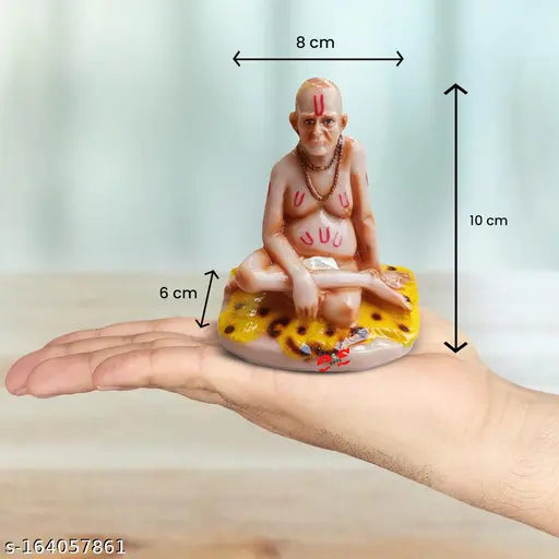 Marble God Idol: Om Sai Gifts Akkalkot Shri Swami Samarth Murti, 8cmL x 10cmH x 6cmB, ideal for pooja room or home decor