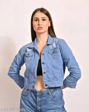 Denim long sleeve jacket, solid pattern, women's/girl's fashion, XS-XXL sizes