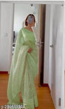 Mint green heavy embroidered net party wear traditional saree with separate Bangalore silk blouse, Indian handcrafted ethnic attire for festive occasions