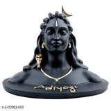 Black polyresin Adi Shankara statue for car or home decor, intricate detailing of Adiyogi idol on dash board gift