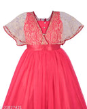 Red lace and beaded dress with short sleeves and v-neck