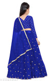 Embroidered net lehenga choli for girls, checkered pattern, Indian traditional wear for ages 8-12 years