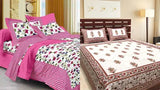 Elegant cotton cambric alluring bedsheets, 180 thread count, king size with 2 pillow covers
