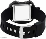 Trendy unisex kids watch, black and silver design, adjustable strap