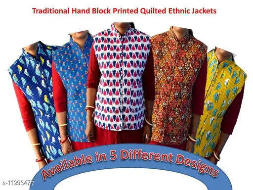 Hand block printed, reversible ethnic floral blue jacket. Cotton, sleeveless, Indian handcrafted art on a single piece (S-XXXL)