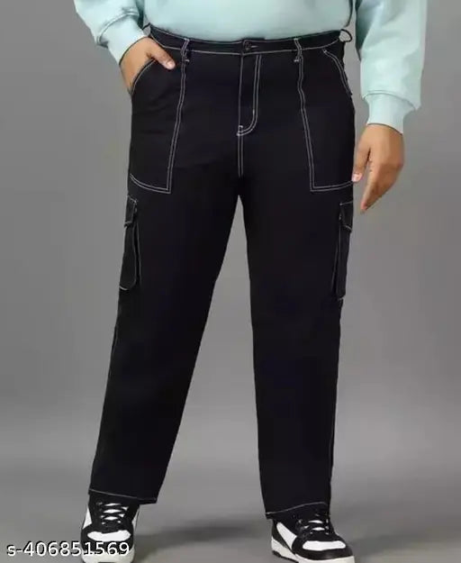 Black cotton blend fashion jeans by Flaying Men - Solid, style for men size 28 (waist 28", length 41", hip 32"), India origin