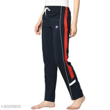Women's solid blue sweatpants, straight-fit style