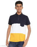 Cotton blend color-blocked half sleeve polo shirt with pocket, Gentino brand
