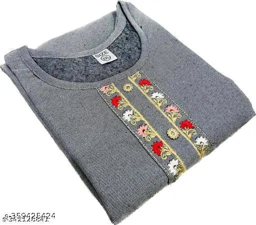 Gray, red and black woolen kurtis, winter wear for women, long sleeve, checkered pattern