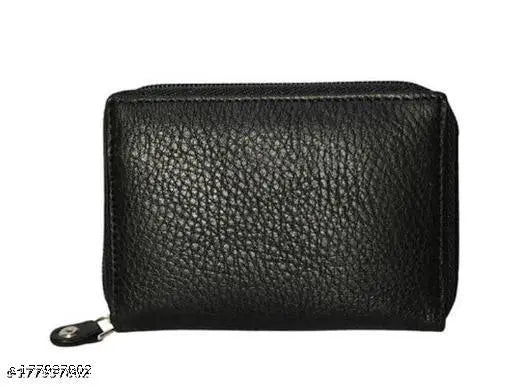 Light brown leather 9-slot vertical credit debit card holder wallet with zipper coin purse, stores multiple cards and IDs, free size (12 x 9 cm)