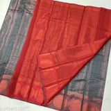 Rich, brocade Kanjeevaram pattu silk saree with contrast border & separate blouse piece, free size, India