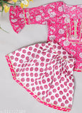 Pure cotton embroidered baby pink kurti sharara set by Spack Jerrow, perfect for girls' playtime and ethnic wear