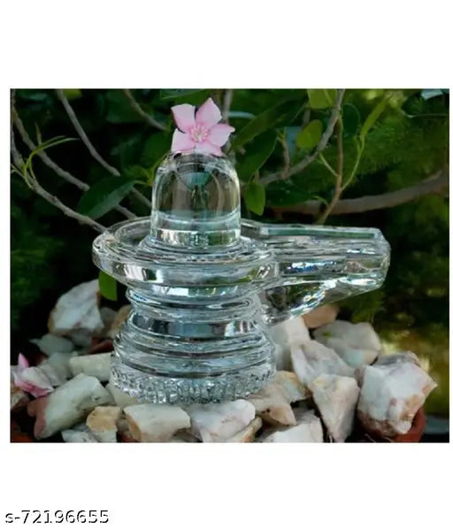 Indian-origin, 4cm size King-Queen Siva Linga in crystal glass for pooja