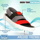 Sandal for kids in two colors, white and red, with black straps