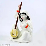 Marble Meera Bai showpiece idol, intricate handicraft artifact for Pooja Mandir or decorative accessory