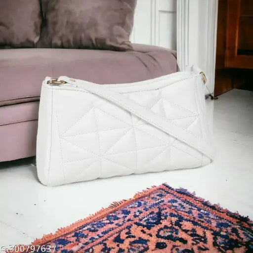 White quilted leather clutch bag