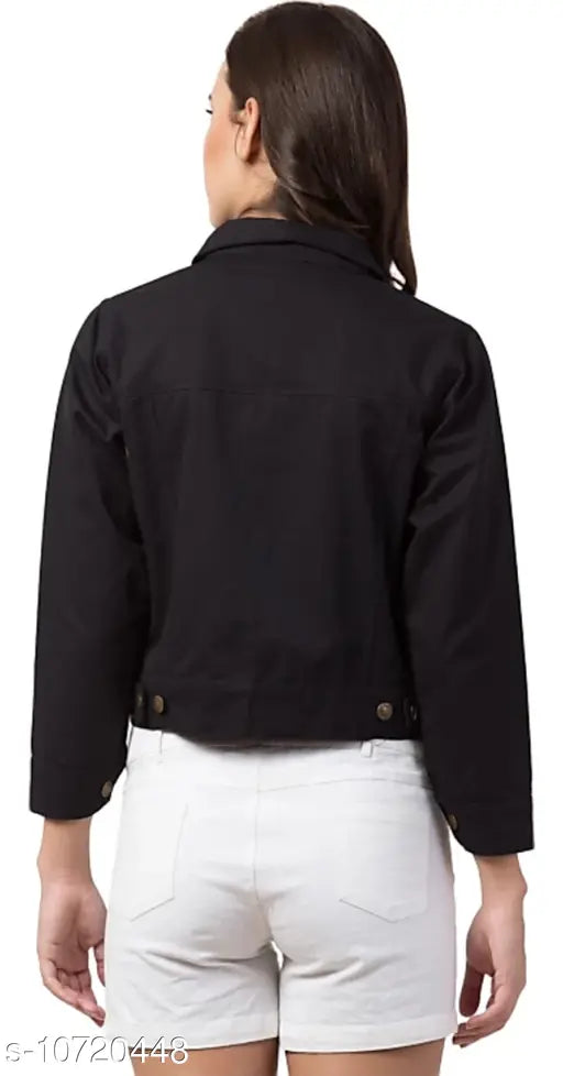 Trendy self-designed solid women's cotton jacket, long sleeves, Indian-made, size options available