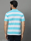UNIBERRY Mens blue-striped polo cotton blend short sleeves t-shirt, pocket on chest