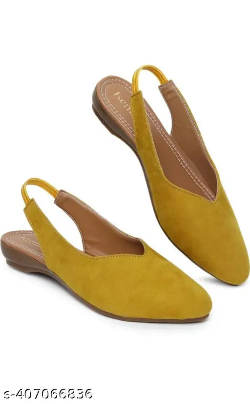 Yellow synthetic leather ballerinas by Laxmi Trace for women