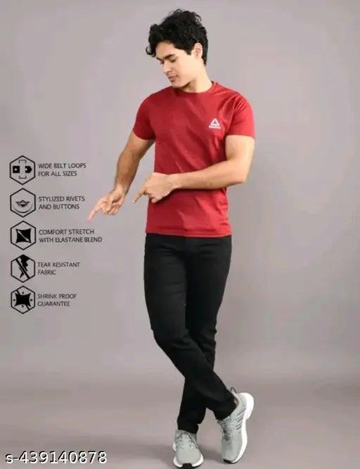 Trendy men's regular fit black jeans