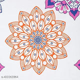 Mosaic-printed white base pink blue cotton flat sheets, vibrant ethnic motifs for summer adults, 2 pillow covers included (90x108 inches)