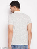 White striped cotton polo shirt, men's self-design half sleeves, available in M, L, XL, XXL