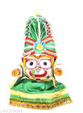 Handcrafted Neem Wood Idols: Lord Jagannath, Balaram & Subhadra in Singhara Vesa (4in/10cm), Indian artisanal craftsmanship