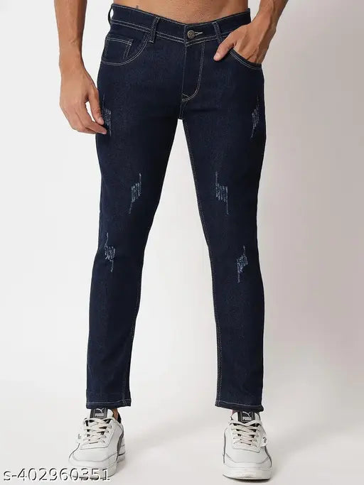 Dark blue denim slim fit men's jeans PODGE SC0-PGMJ-023, size 28/30/32/34, made in India