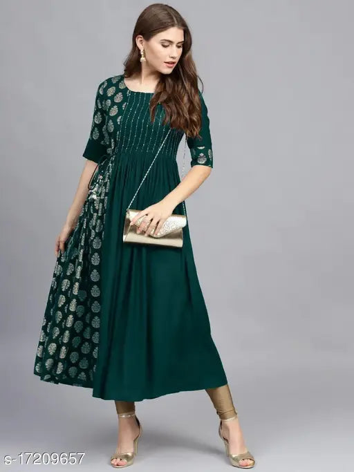 Rayon short-sleeved printed women's kurti, M to XXL sizes from India