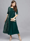 Rayon short-sleeved printed women's kurti, M to XXL sizes from India