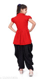 Crepe girl clothing set in self-design patterns, Pack of 2 sizes: 4-5 years, 5-6 years, and more. Quality dress from Misha Enterprise, made in India