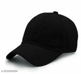 Adjustable black cotton baseball cap, trendy design for men and women, popular sports accessory from India