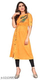 Yellow rayon slub cotton floral print kameez for women