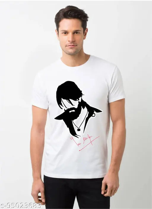 Polyester KGF Yash T-Shirt, Indian apparel featuring name of popular actor Naveen Kumar Gowda. Available in multiple sizes