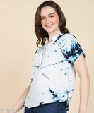 Tie-dyed rayon half sleeves top in vibrant colors, showcasing traditional Indian craftsmanship