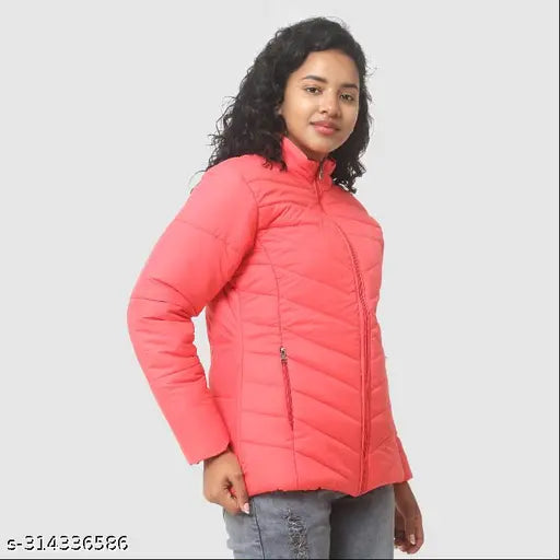 Winter wear jacket for girls and women, stylish quilted full sleeves in black, white, maroon, Gajri, grey, navy