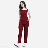 Rayon solid women's dungaree, short sleeves, size L for Indian fashion