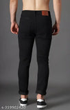 Black denim knee-cut jeans, ripped pattern, men's style from Shriradhe Enterprises, size 30/40