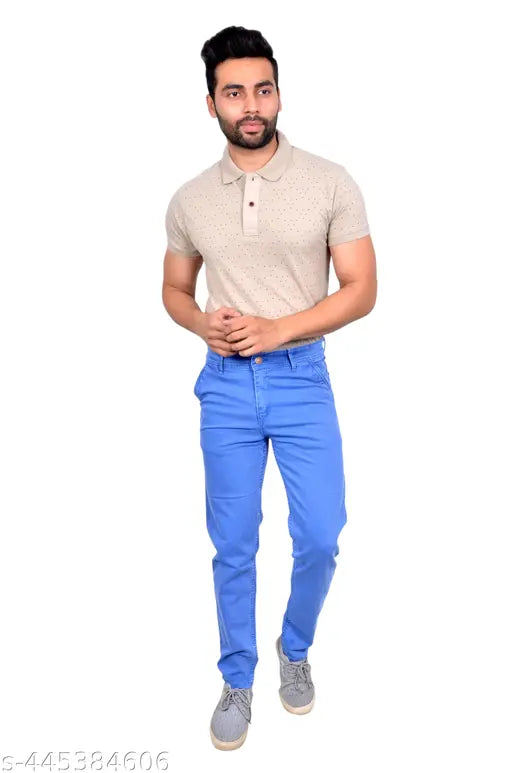 Sky blue denim men's jeans pack of 1 - multiple sizes available: 28, 30, 32, 34, 36, 38, 40 (India)