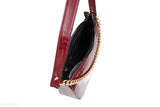 Red crocodile leather print sling bag, short handle