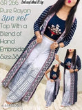 Rayon embroidered crop top kurti with palazzos, intricate Indian design on rayon fabric