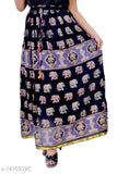 Black rayon skirt with flared design and vibrant print