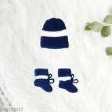 Soft wool baby sweater with cap & socks, self-design, 100% pure wool - Handmade Indian knitwear for infants