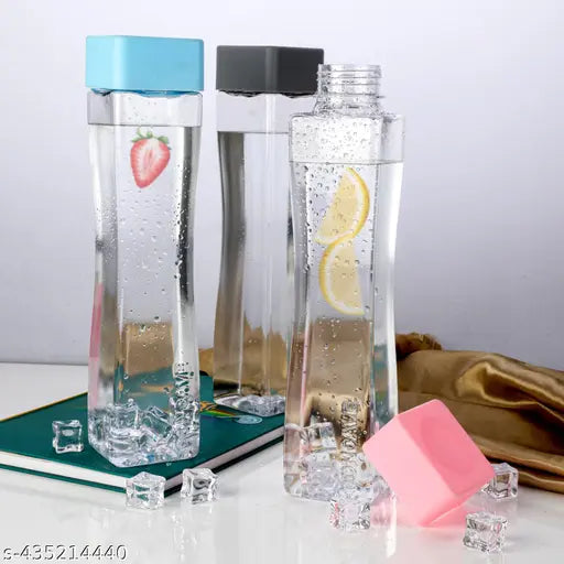 Multi-colored plastic water bottles for gym, school, office (pack of 6), leak-proof and freezer safe with crystal clarity