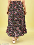 Floral print midi skirt with pleated a-line silhouette