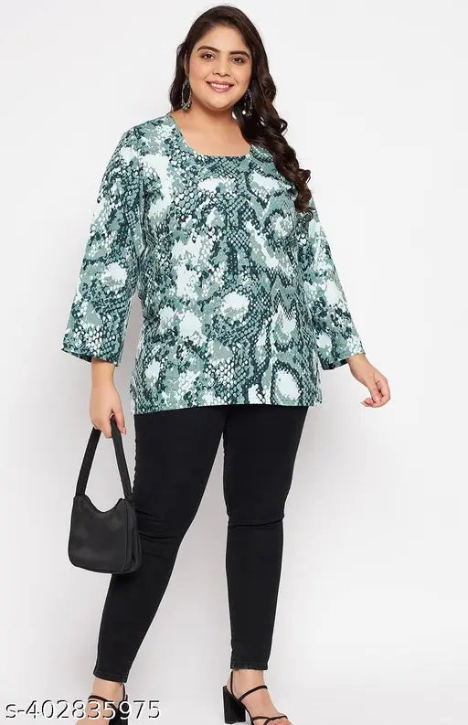 Premium plus-size rayon round neck top, XL - 5XL, versatile casual wear in bold prints, India origin