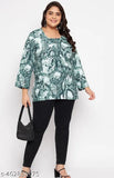 Premium plus-size rayon round neck top, XL - 5XL, versatile casual wear in bold prints, India origin