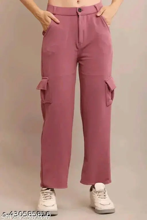 Onion Pink Lycra cargo pant, women's fashion item with waist size 30in and length size 38in